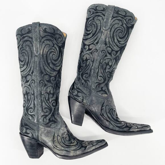 Old Gringo Black Embroidered Madona Pointed Toe Western Cowgirl Boot size 9.5 - Picture 3 of 10